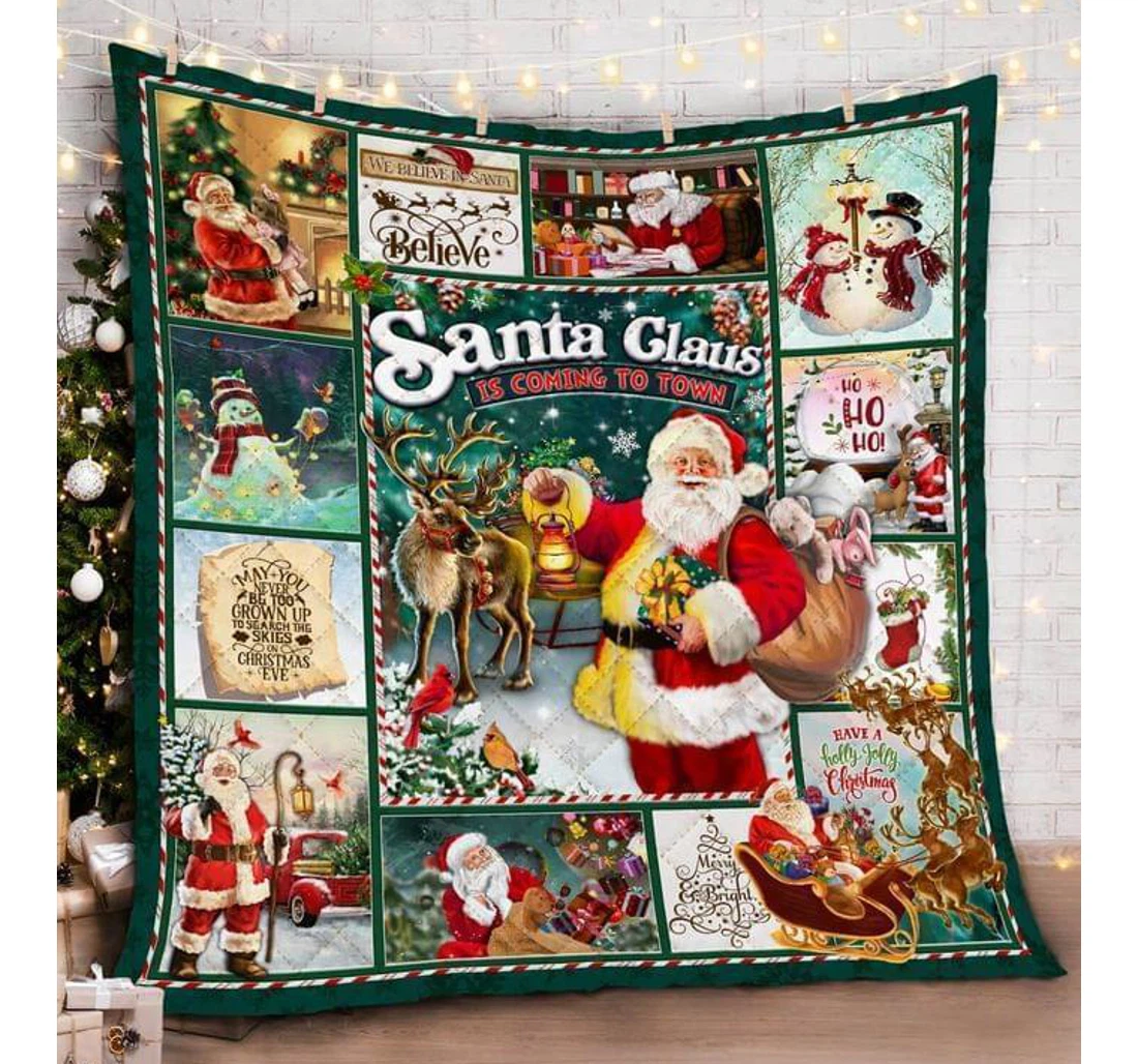 Throw Blanket, Quilt - Santa Is Coming To Town Sherpa Fleece