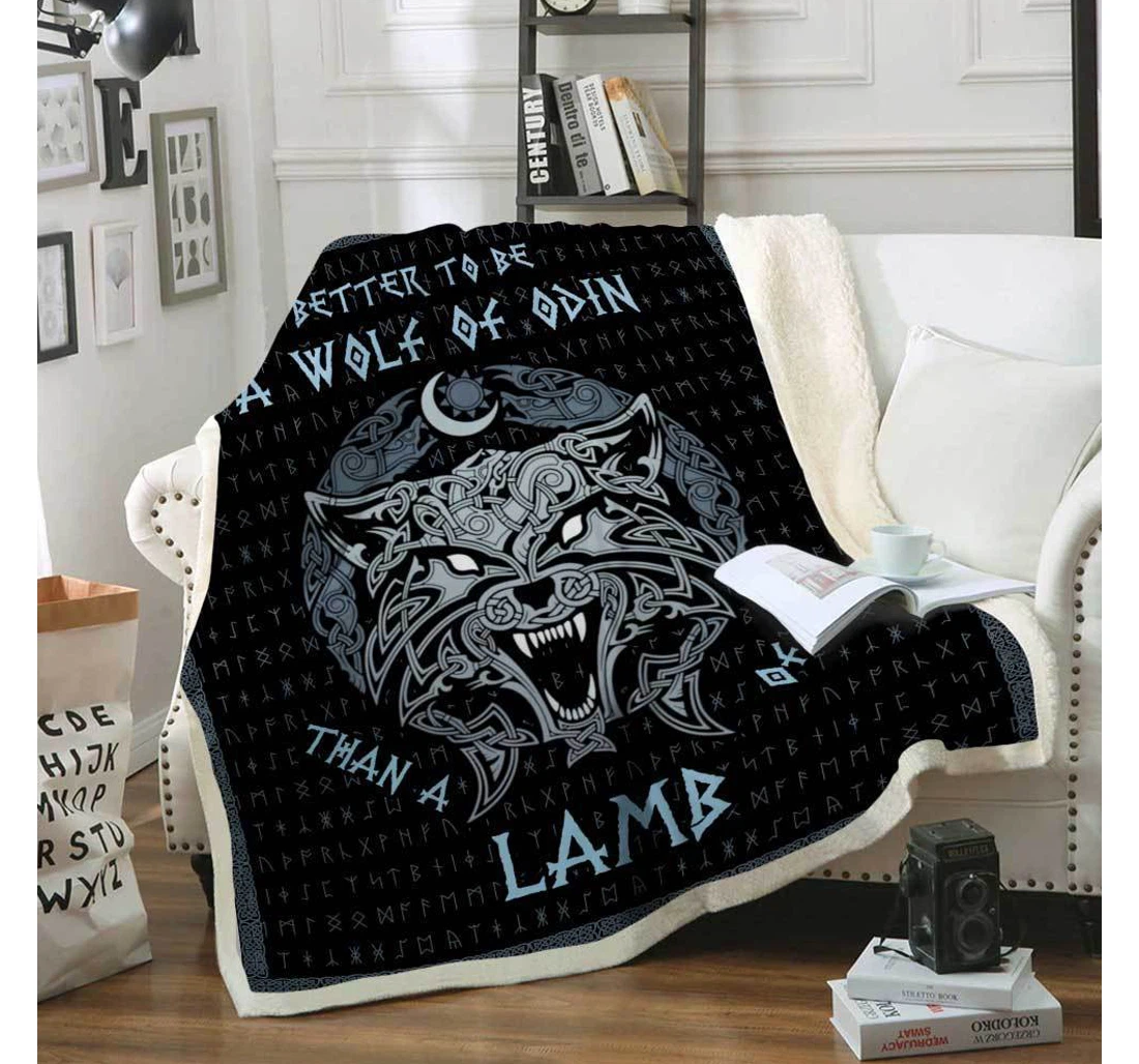 Throw Blanket, Quilt - Wolf Of Odin Viking Sherpa Fleece
