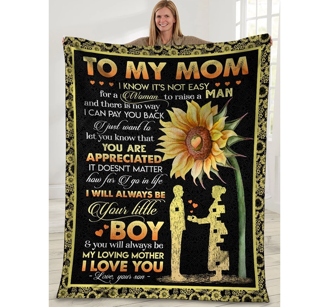 Throw Blanket, Quilt - Son To Mom I Know It's Not Easy Sherpa Fleece