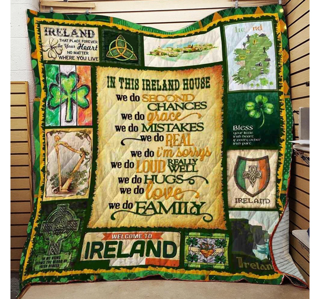 Throw Blanket, Quilt - In This Ireland House We Do Family Irish St Patrick’s Day Sherpa Fleece