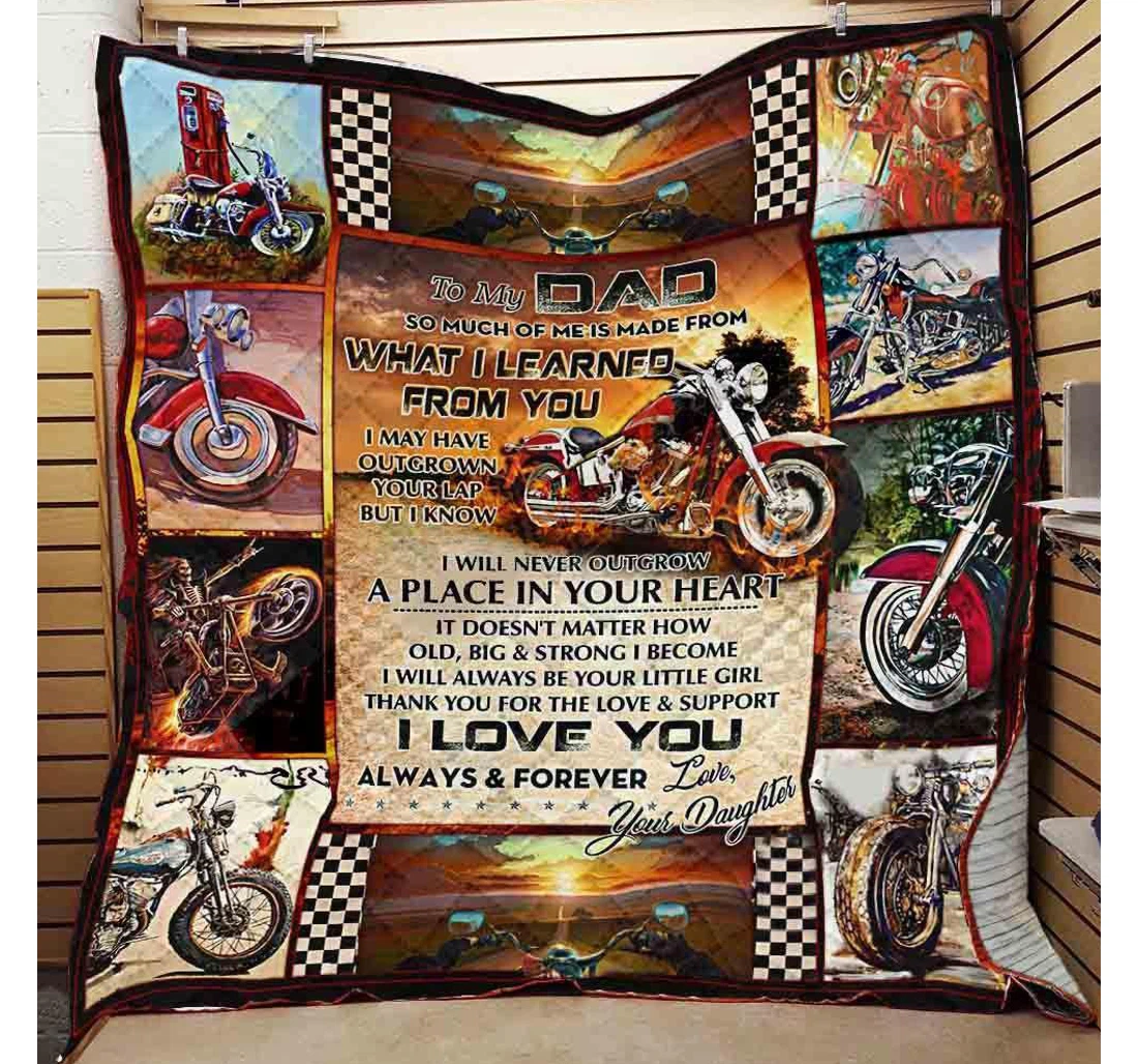 Throw Blanket, Quilt - To My Wonderful Biker Dad From Daughter Sherpa Fleece