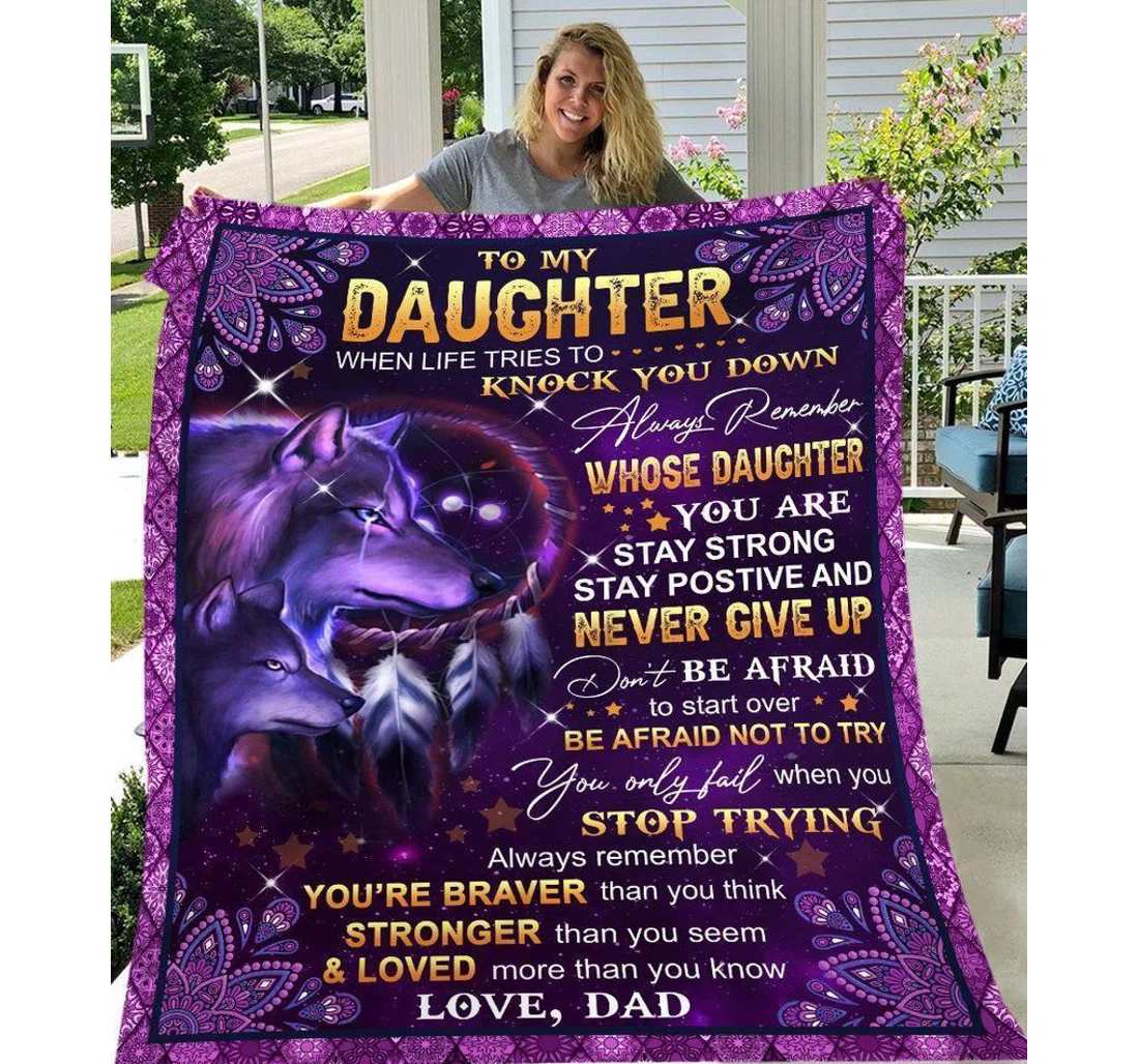 Throw Blanket, Quilt - To My Daughter From Dad Sherpa Fleece