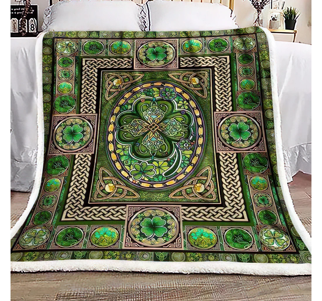 Throw Blanket, Quilt - Pattern Irish St Patrick's Day Sherpa Fleece