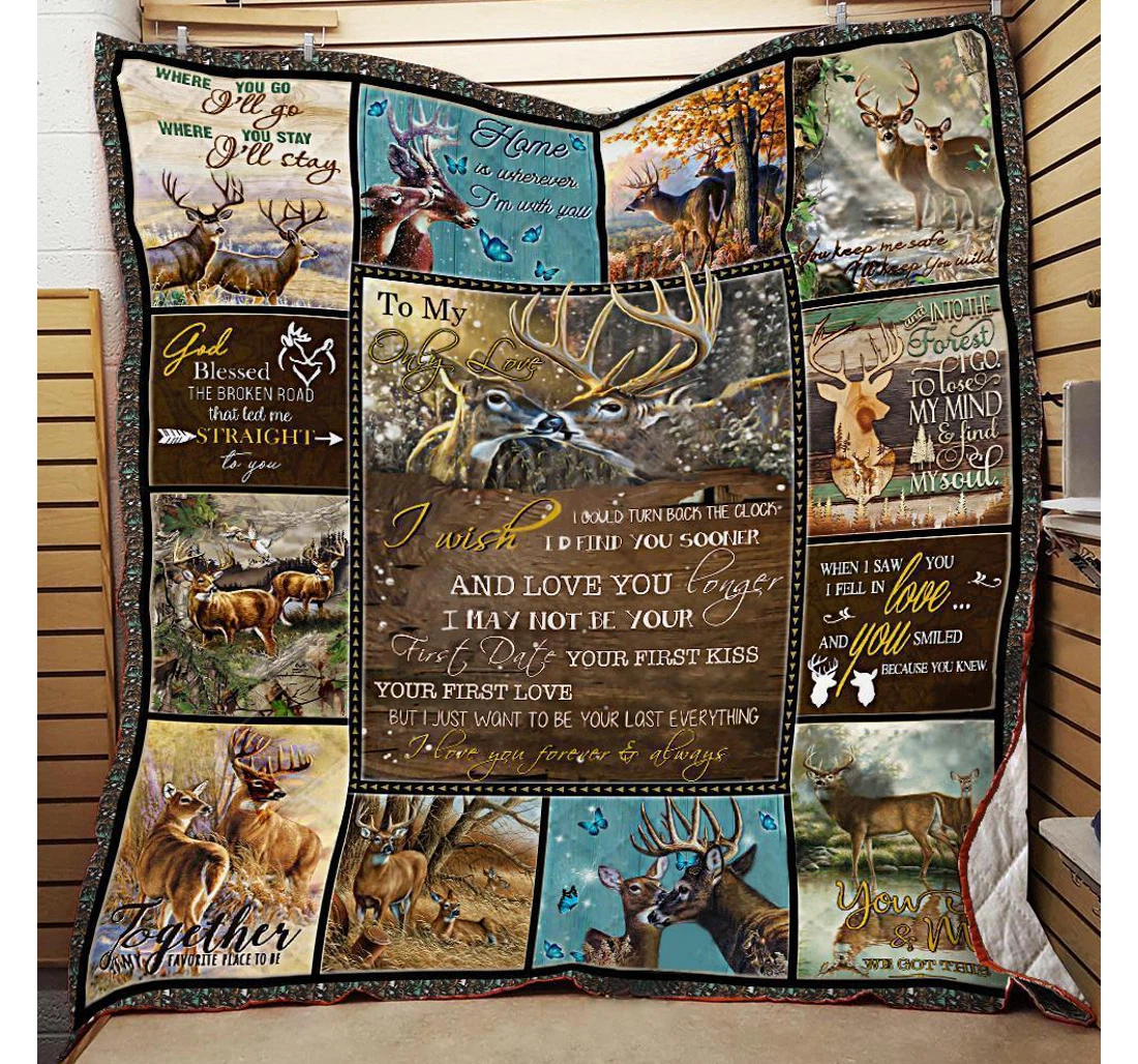 Throw Blanket, Quilt - Husband And Wife Deer Hunting Sherpa Fleece