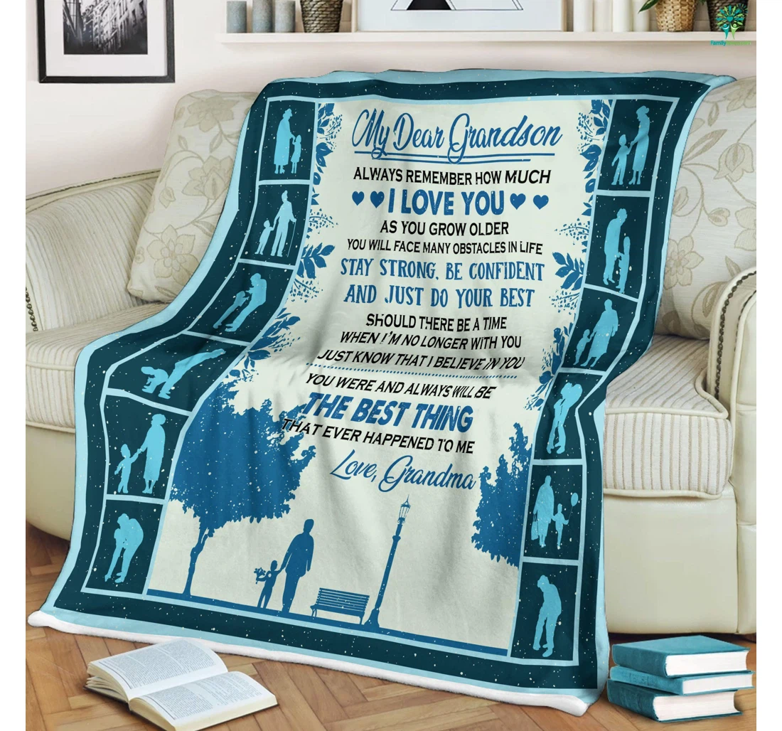Throw Blanket, Quilt - To My Grandson From Grandma Sherpa Fleece