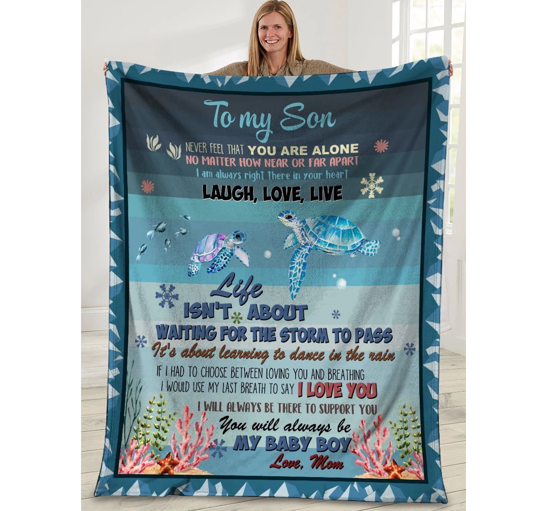 Throw Blanket, Quilt - Mom To Son Remember That You Are Not Alone Sherpa Fleece