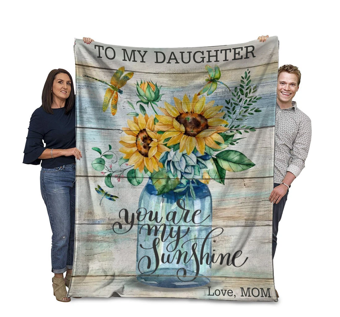 Throw Blanket, Quilt - Mom To Daughter You Are My Sunshine Sherpa Fleece