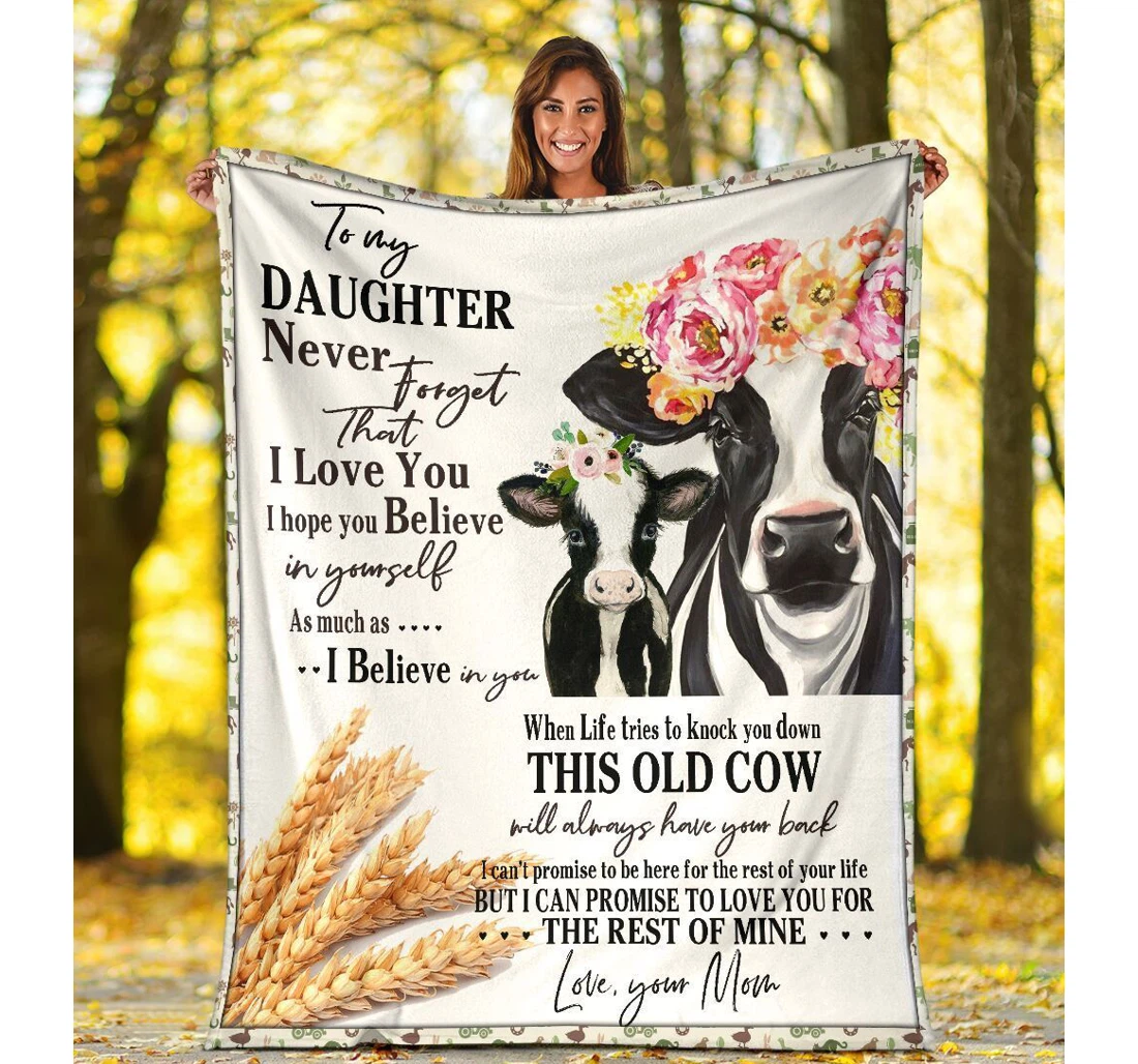 Throw Blanket, Quilt - To My Daughter Cow Heifer Farming Farmer Sherpa Fleece