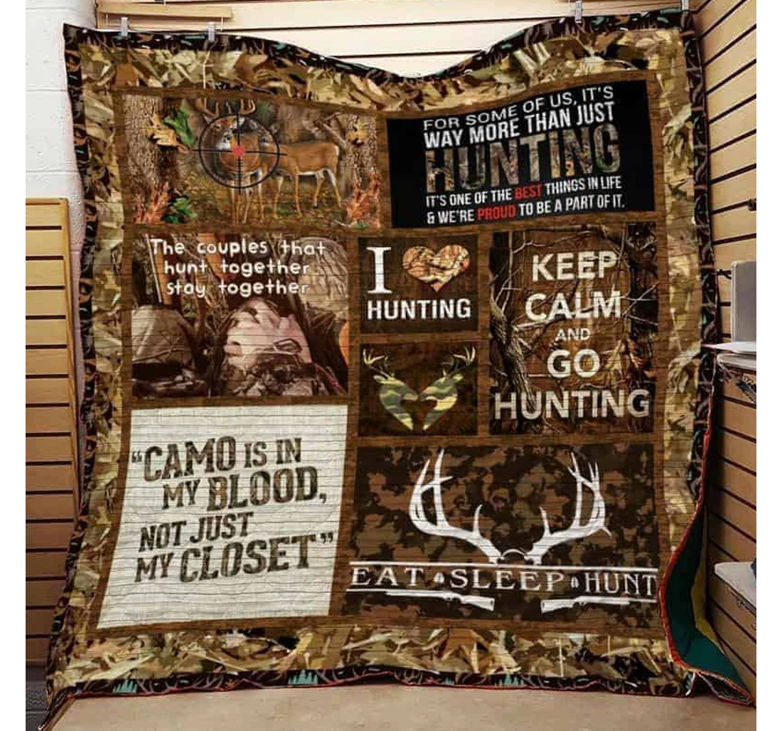 Throw Blanket, Quilt - Keep Calm And Go Hunting Sherpa Fleece