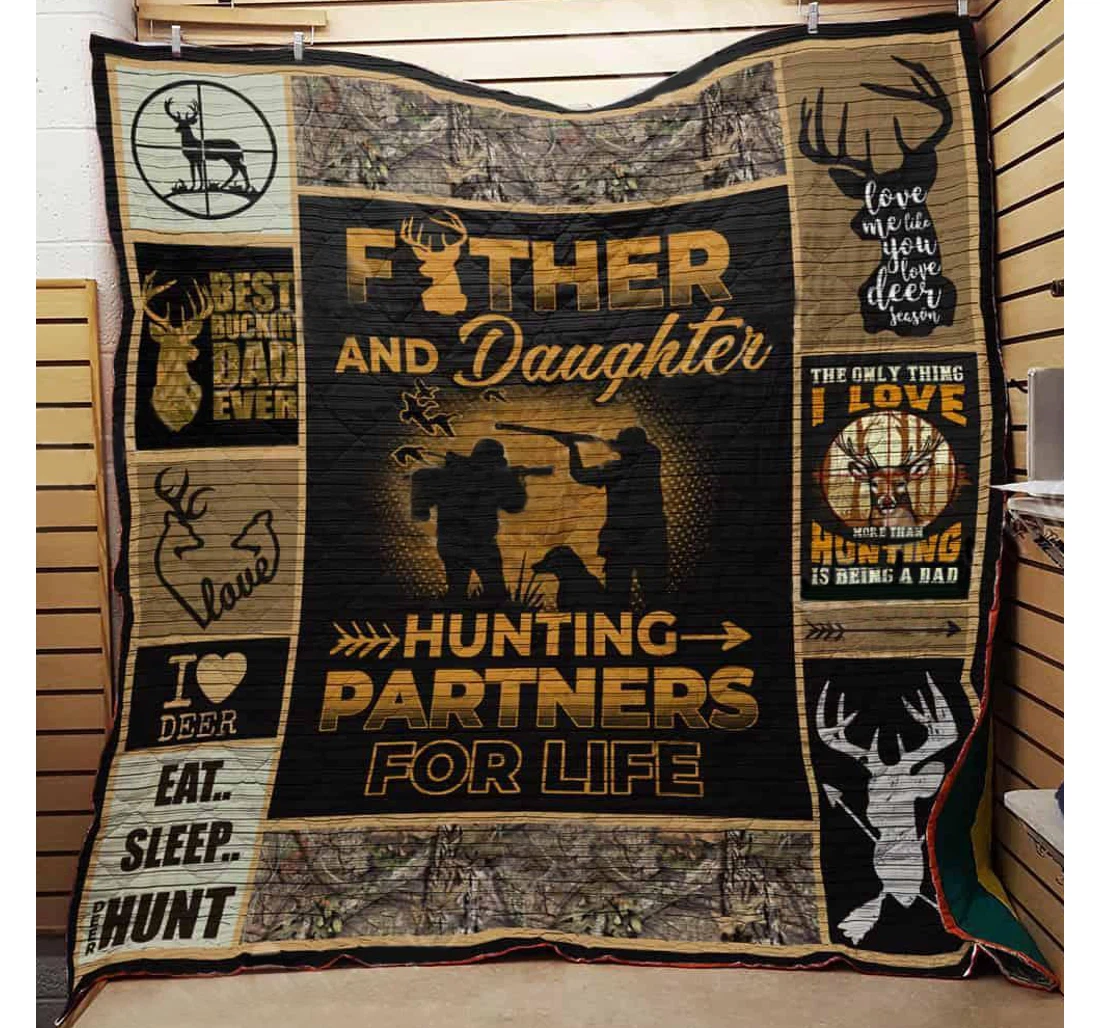 Throw Blanket, Quilt - Father And Daughter Hunting Sherpa Fleece