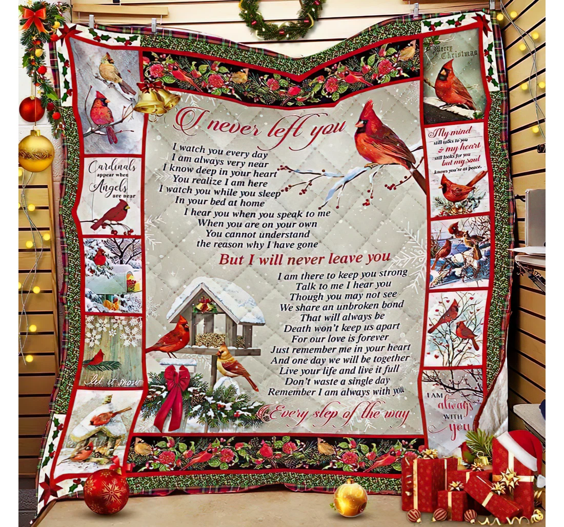 Throw Blanket, Quilt - I Never Left You Cardinal Sherpa Fleece