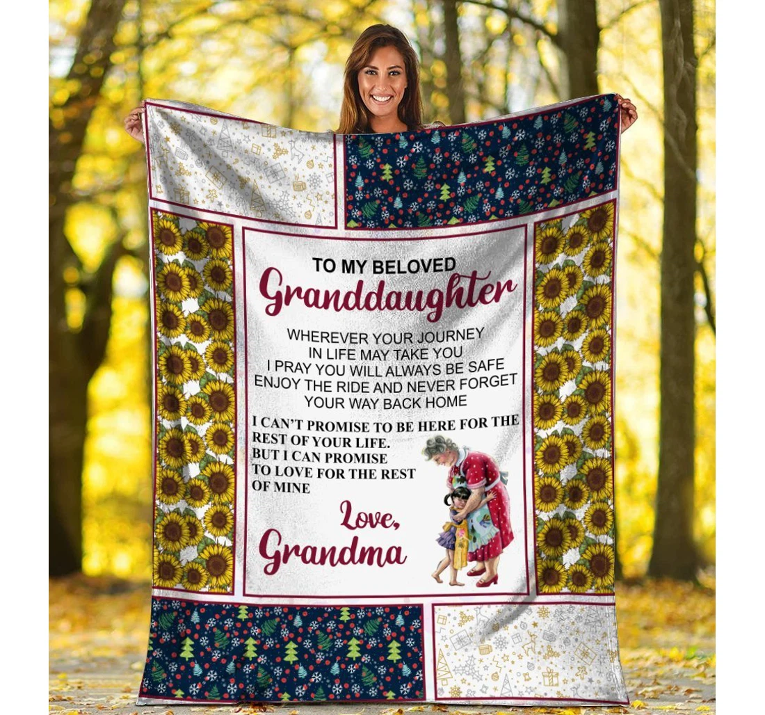 Throw Blanket, Quilt - To My Beloved Granddaughter From Grandma Sherpa Fleece