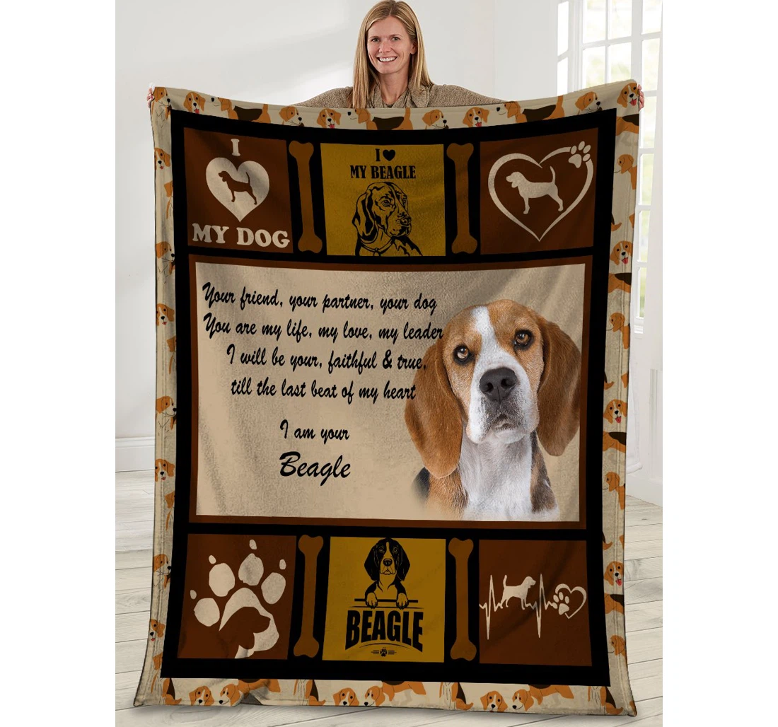 Throw Blanket, Quilt - Your Friend Your Partner Your Dog You Are My Life Beagle Dog Sherpa Fleece