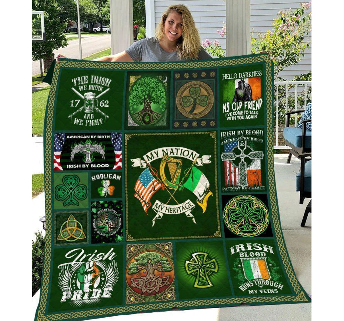 Throw Blanket, Quilt - Irish Blood Runs Through My Veins Sherpa Fleece