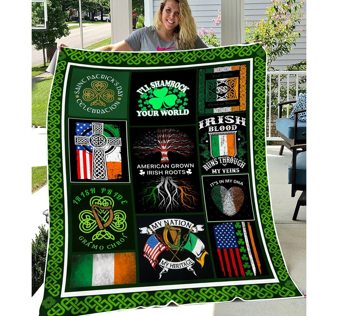 Throw Blanket, Quilt - Irish St. Patrick's Day Sherpa Fleece