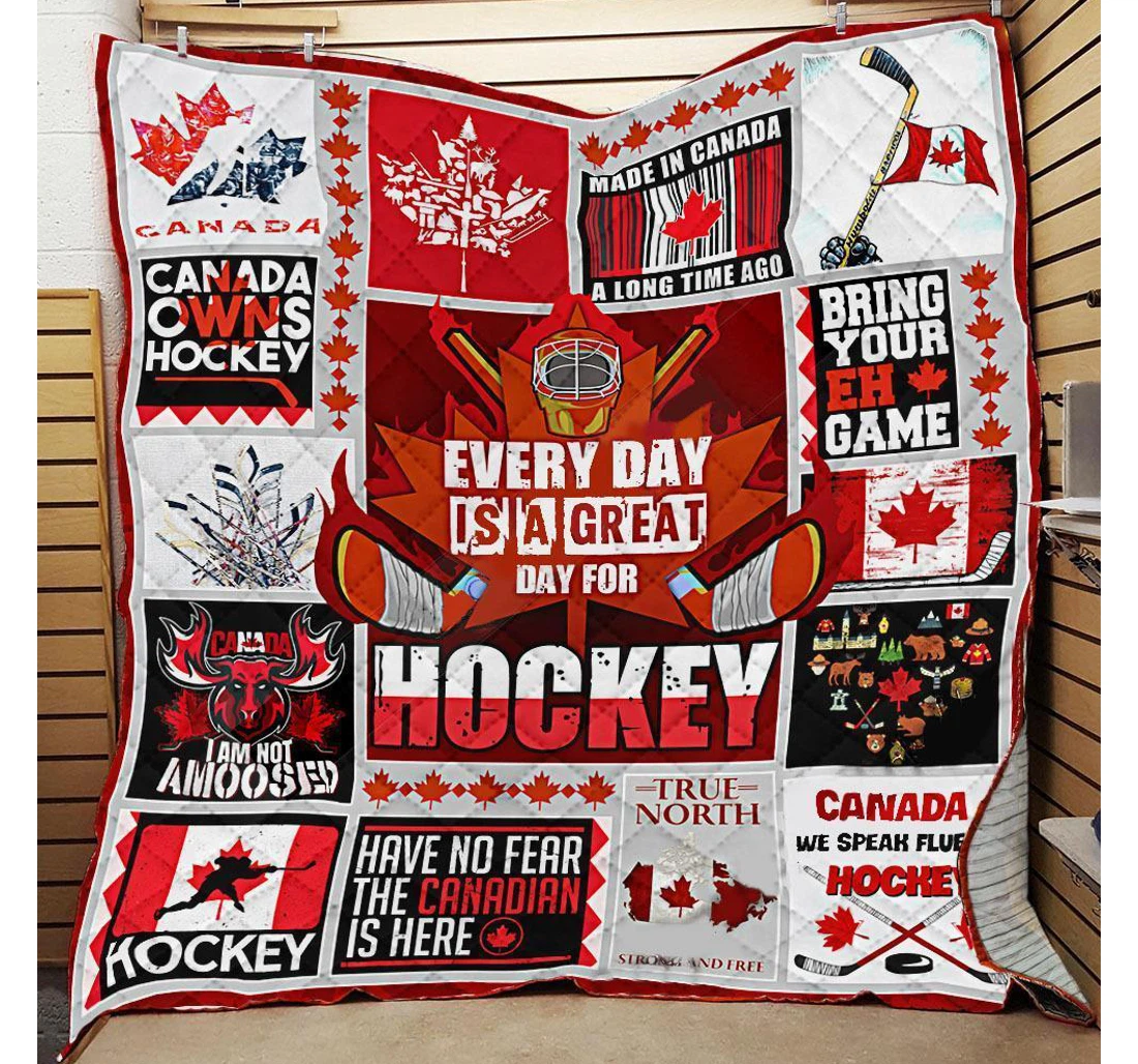 Throw Blanket, Quilt - Everyday Is A Great Day Hockey Sherpa Fleece