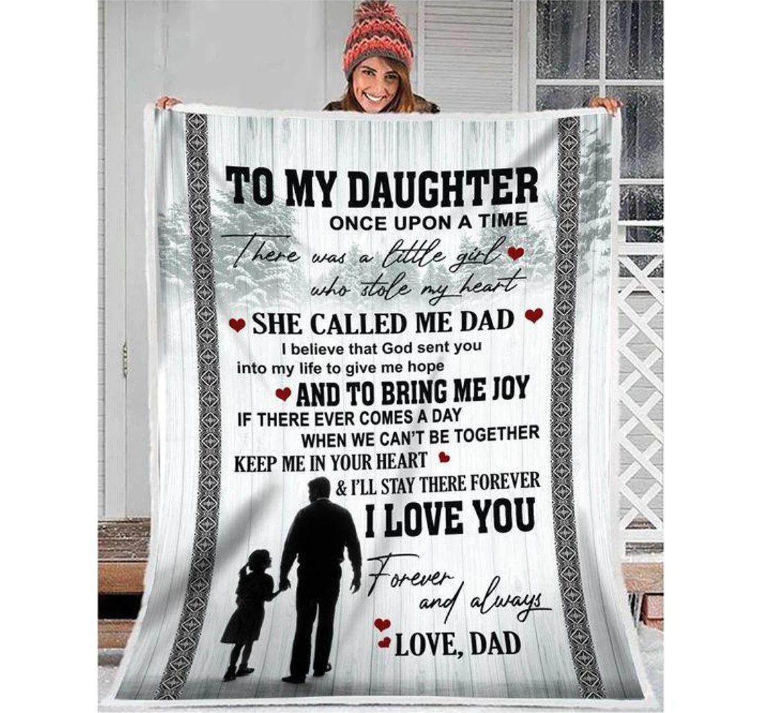 Throw Blanket, Quilt - To My Daughter From Dad Sherpa Fleece