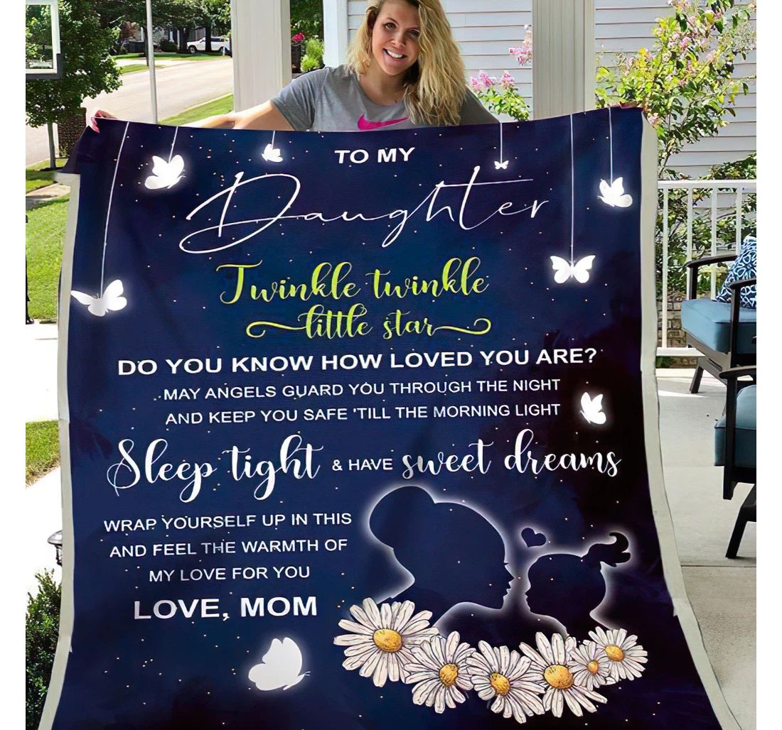 Throw Blanket, Quilt - To My Daughter From Mom Sherpa Fleece