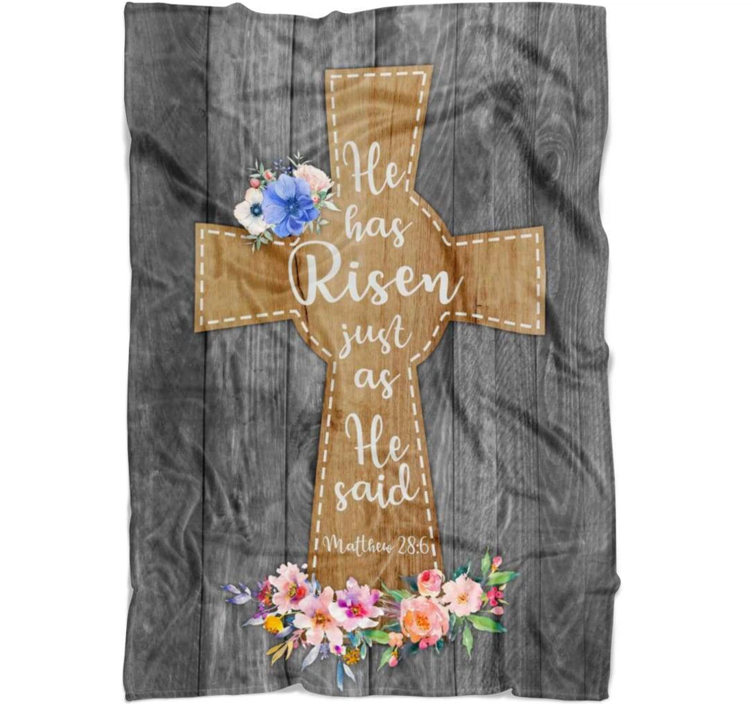 Throw Blanket, Quilt - He Has Risen Just As He Said Sherpa Fleece