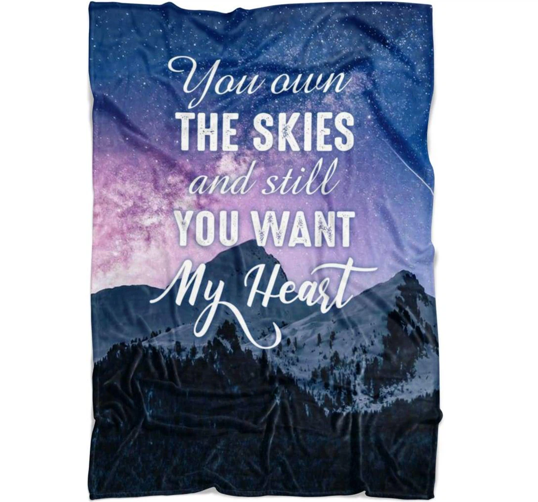 Throw Blanket, Quilt - You Own The Skies And Still You Want My Heart Sherpa Fleece