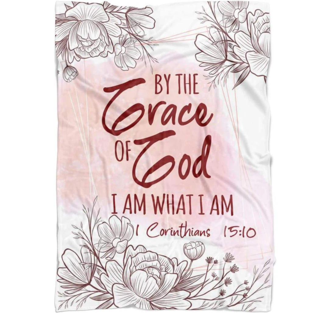 Throw Blanket, Quilt - By The Grace Of God I Am What I Am Sherpa Fleece