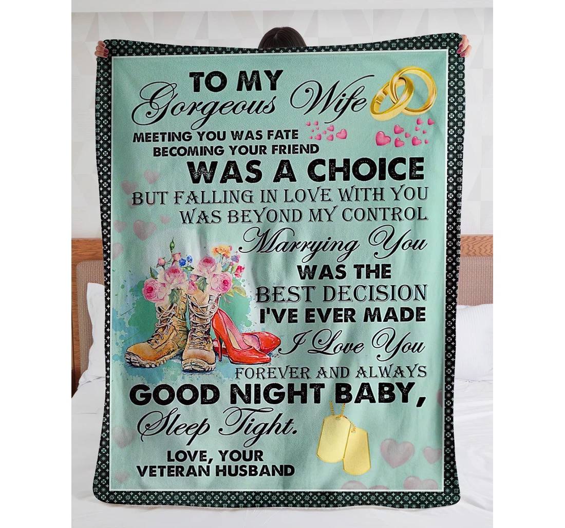 Throw Blanket, Quilt - To My Wife From Husband Sherpa Fleece