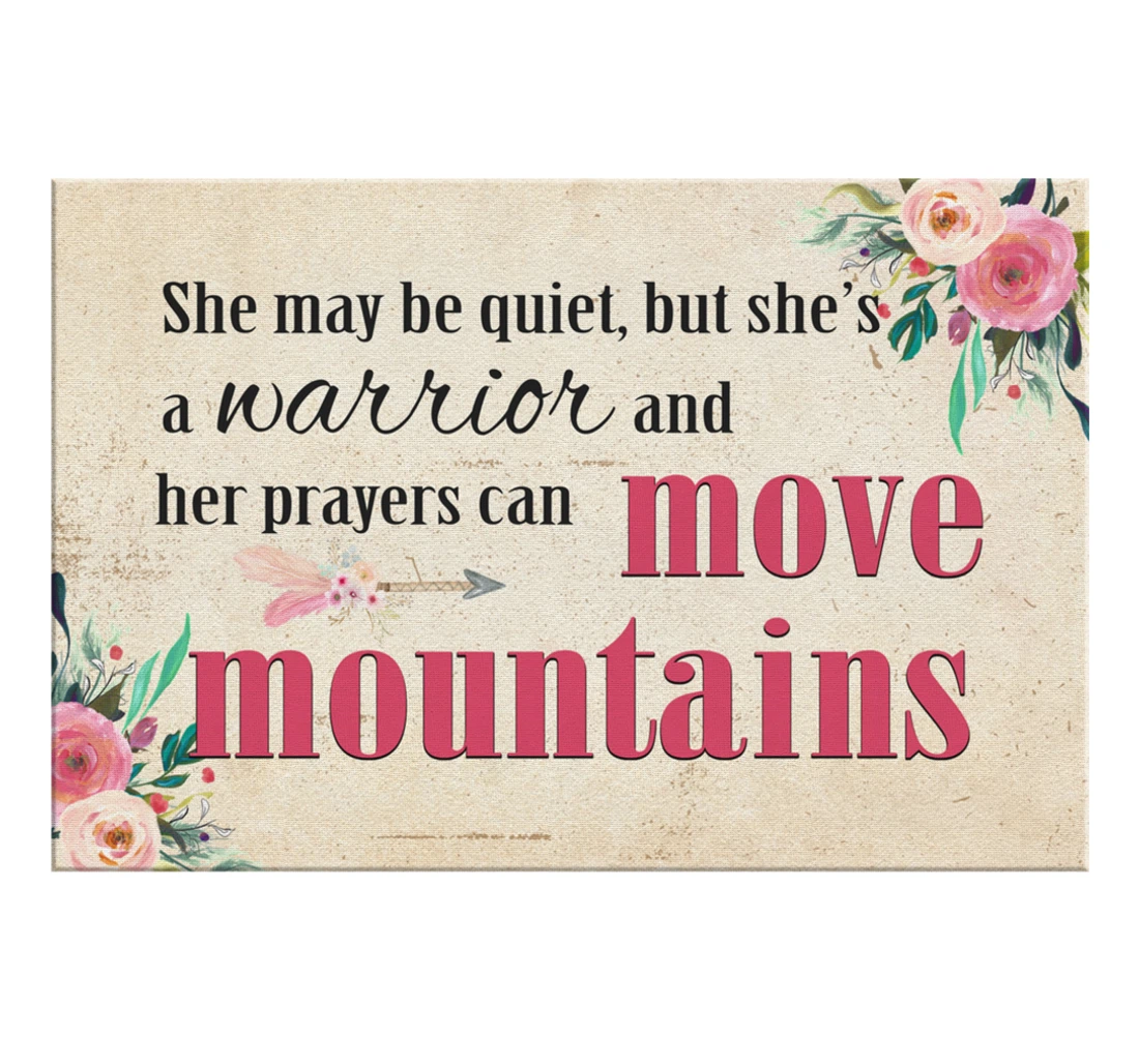 Poster, Canvas - She's A Warrior And Her Prayers Can Move Mountains Print Framed Wall Art