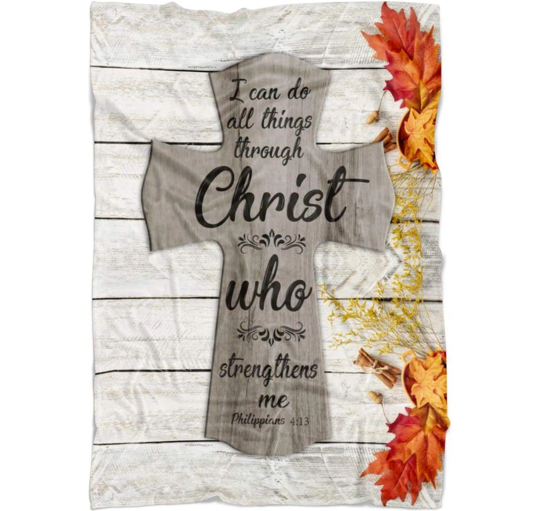 Throw Blanket, Quilt - I Can Do All Things Through Christ Sherpa Fleece