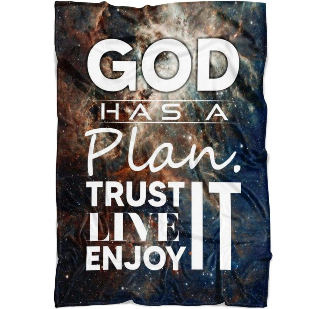 Throw Blanket, Quilt - God Has A Plan Trust It Live It Enjoy It Fleece Youth Colorful Sherpa Fleece