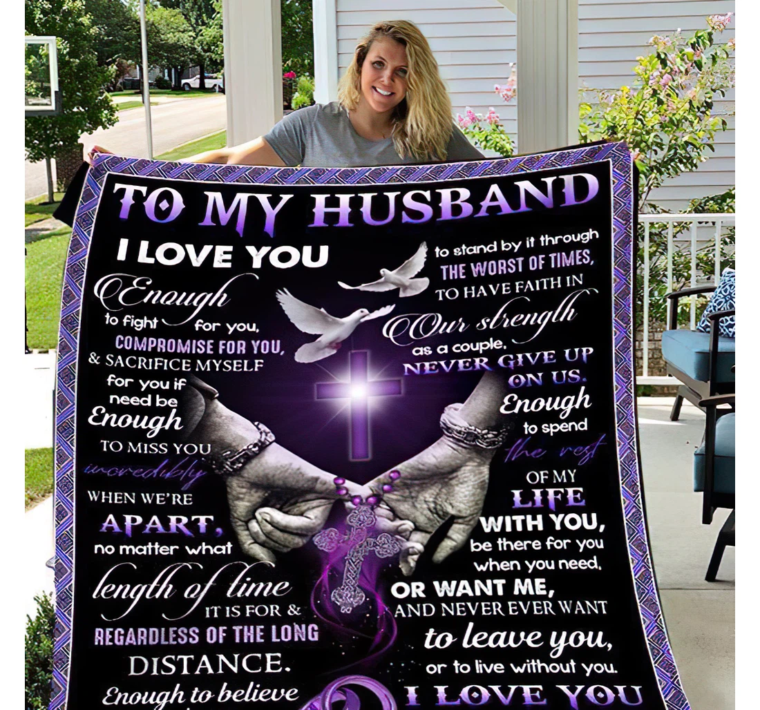 Throw Blanket, Quilt - To My Husband From Wife Sherpa Fleece