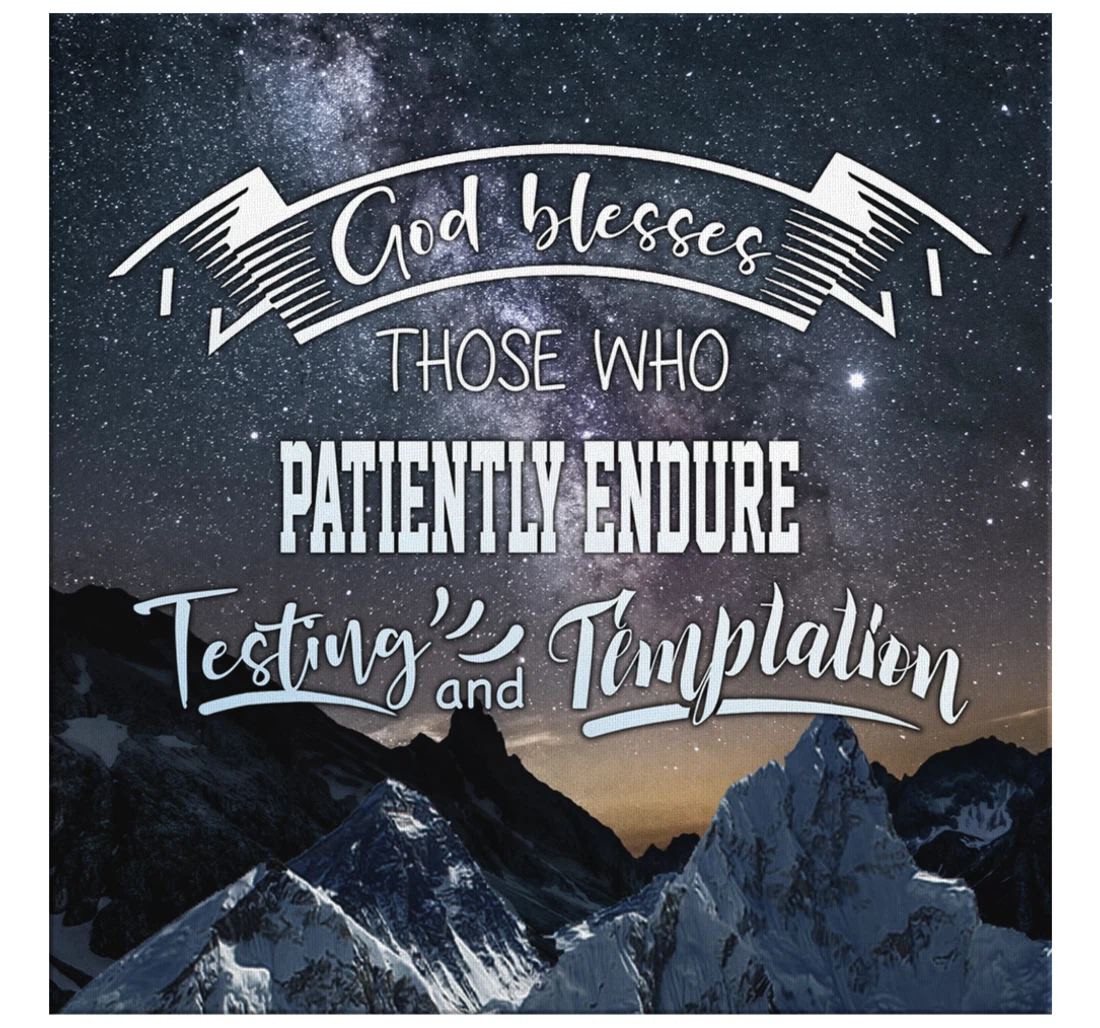 Poster, Canvas - James 112 God Blesses Those Who Patiently Endure Print Framed Wall Art