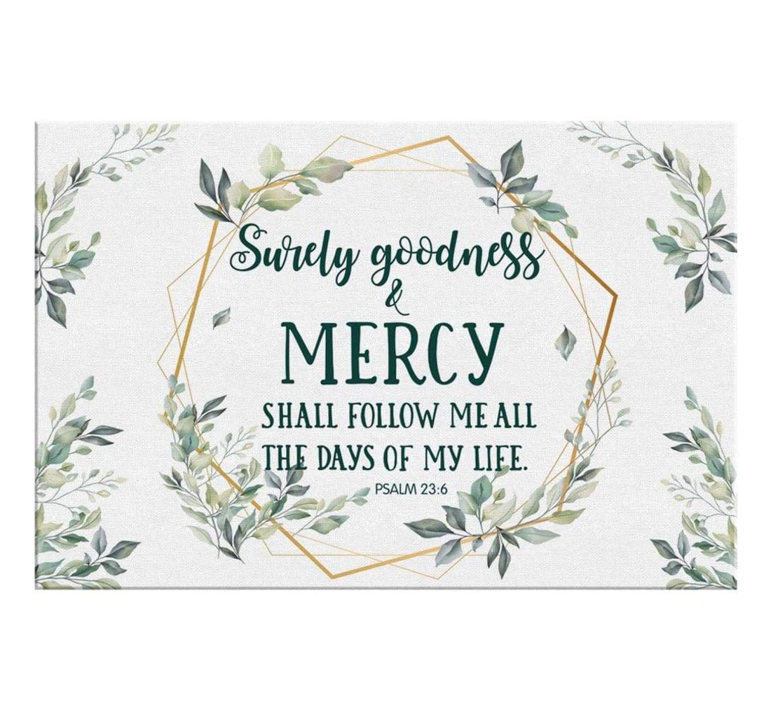 Poster, Canvas - Surely Goodness And Mercy Psalm 236 Bible Verse Print Framed Wall Art