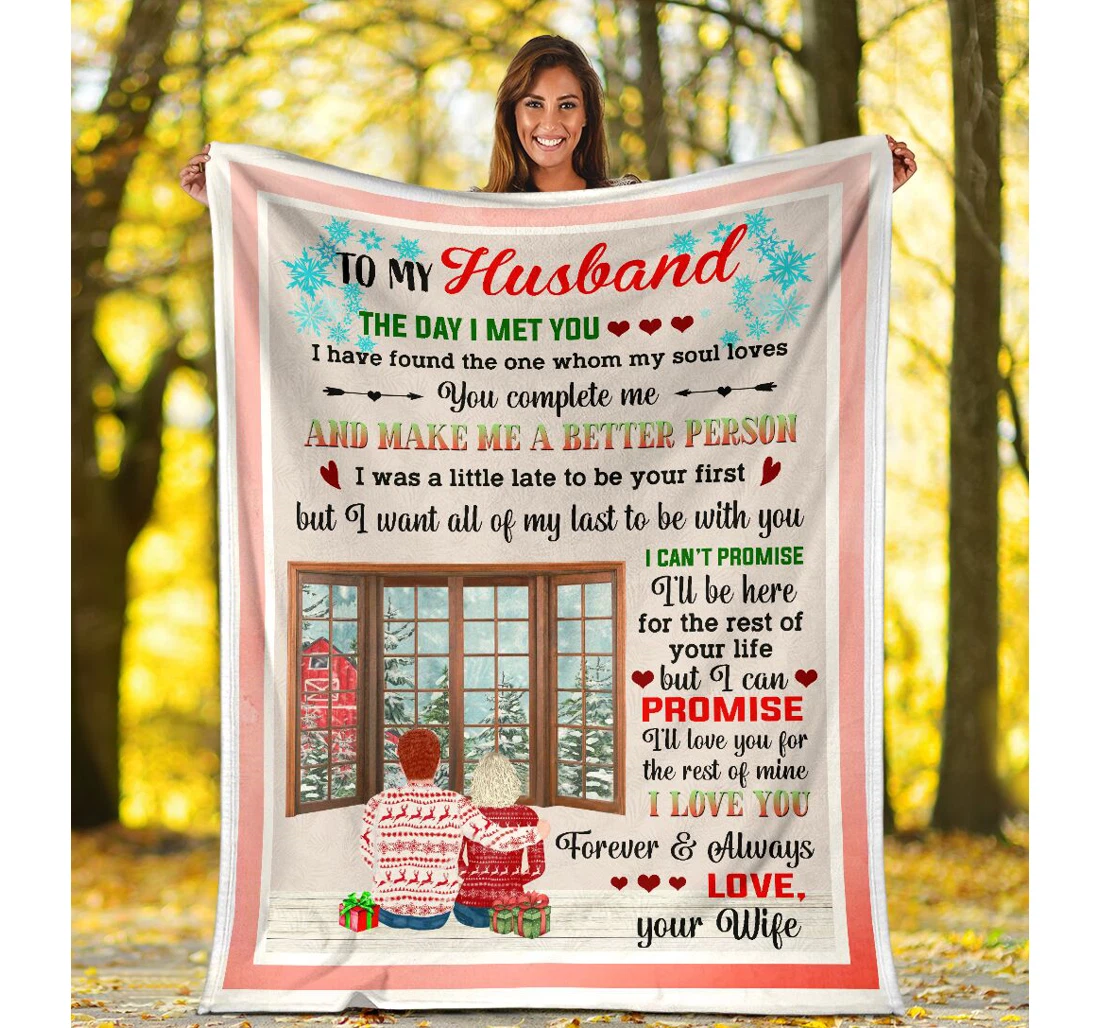 Throw Blanket, Quilt - To My Husband From Wife Sherpa Fleece