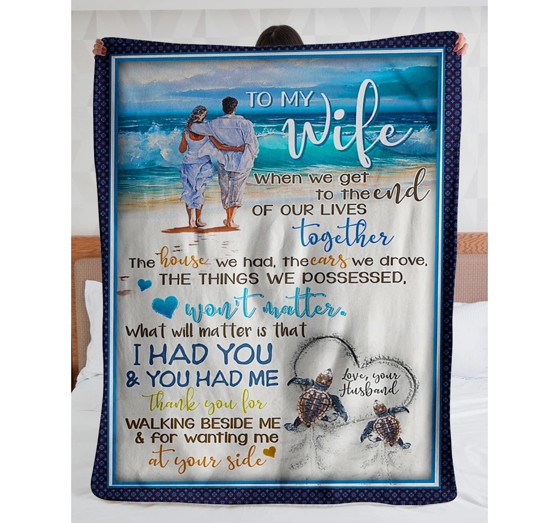 Throw Blanket, Quilt - To My Wife From Husband Sherpa Fleece