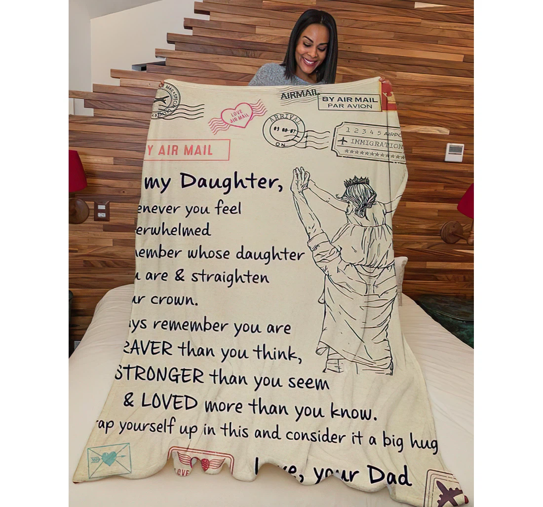 Throw Blanket, Quilt - To My Daughter From Dad Sherpa Fleece