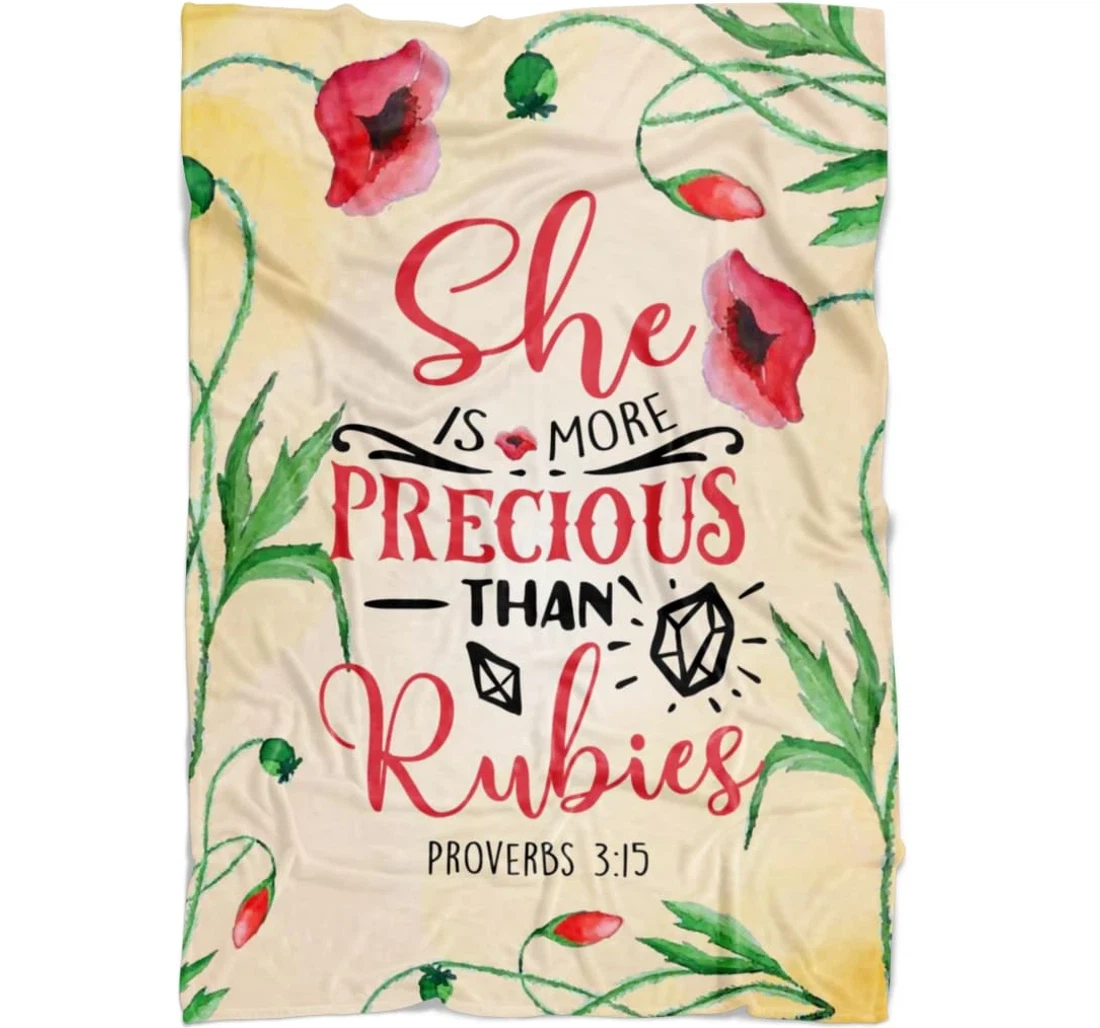 Throw Blanket, Quilt - She Is More Precious Than Rubies Sherpa Fleece