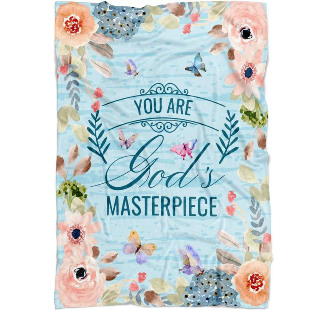 Throw Blanket, Quilt - You Are God's Masterpiece Sherpa Fleece