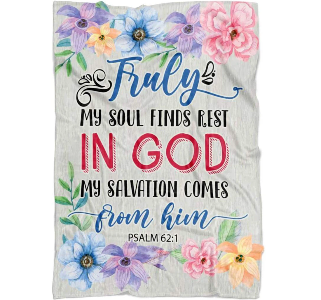 Throw Blanket, Quilt - Truly My Soul Finds Rest In God Sherpa Fleece