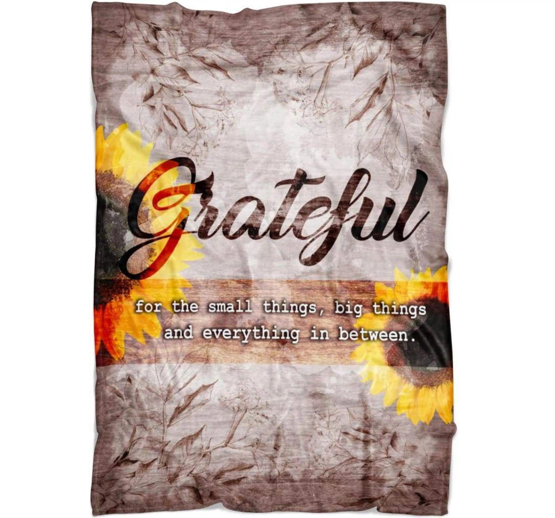 Throw Blanket, Quilt - Grateful The Small Things Big Things Sherpa Fleece