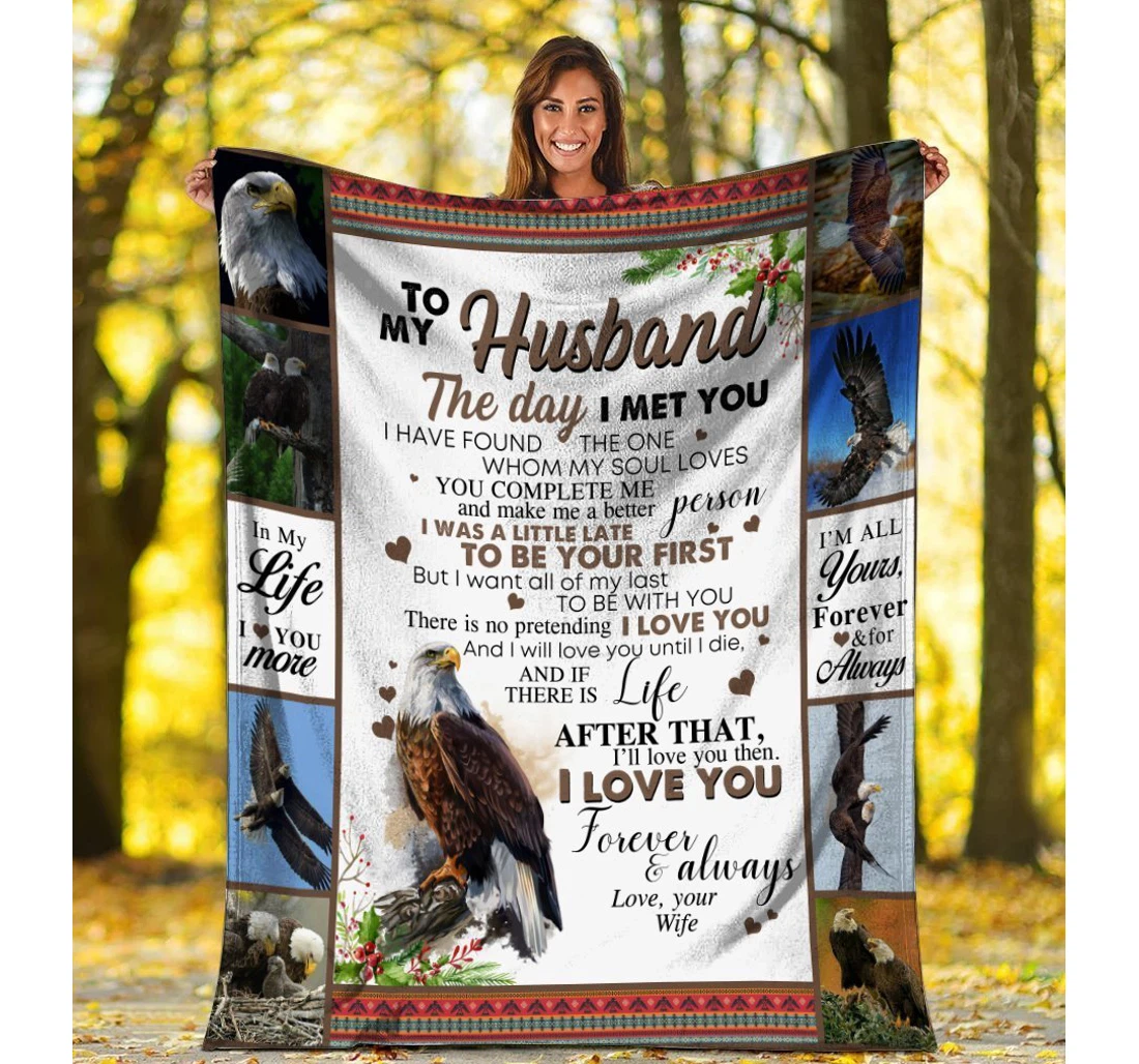 Throw Blanket, Quilt - To My Husband The Day I Met You Eagle Bird Youth Colorful Sherpa Fleece