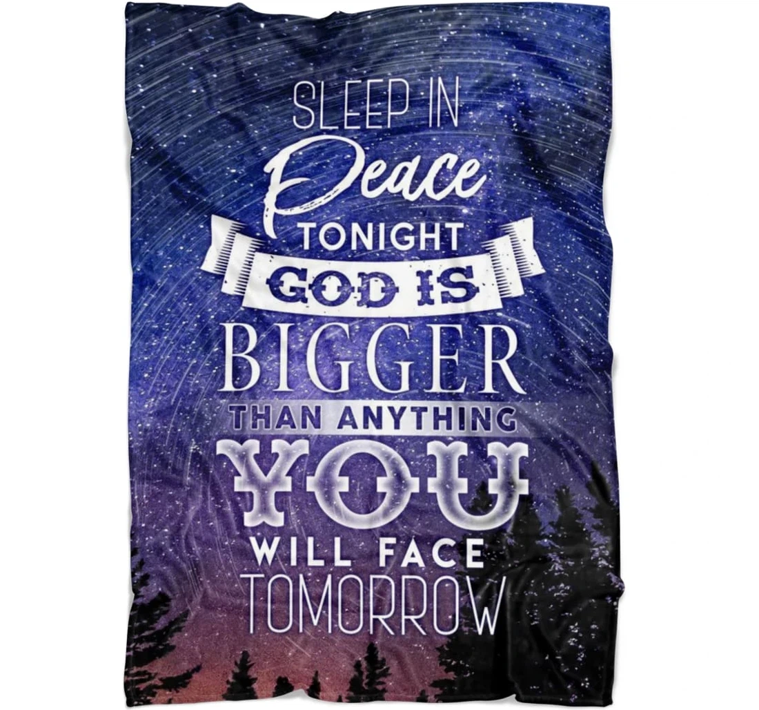 Throw Blanket, Quilt - Sleep In Peace Tonight Sherpa Fleece