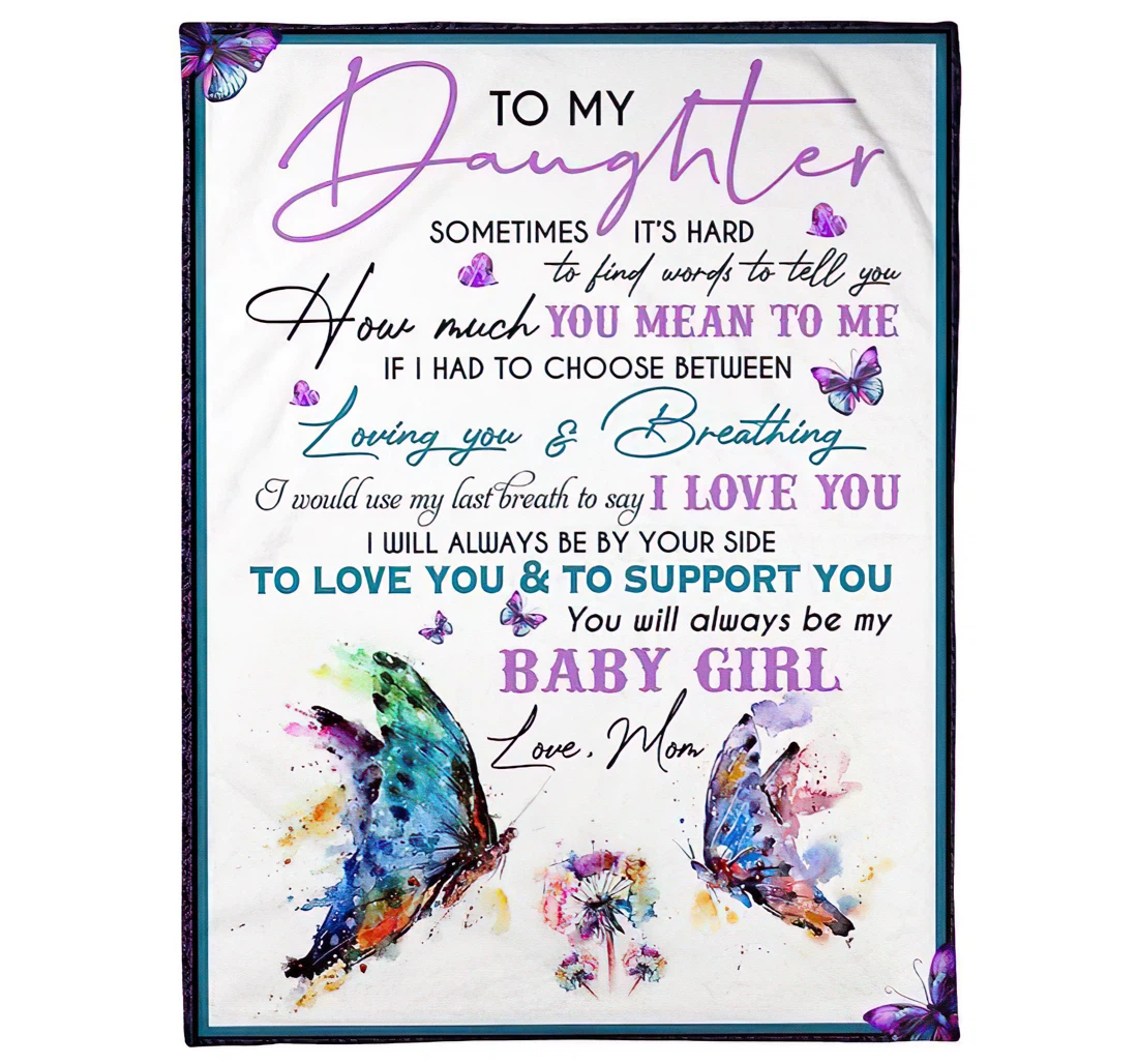 Throw Blanket, Quilt - To My Daughter From Mom Sherpa Fleece