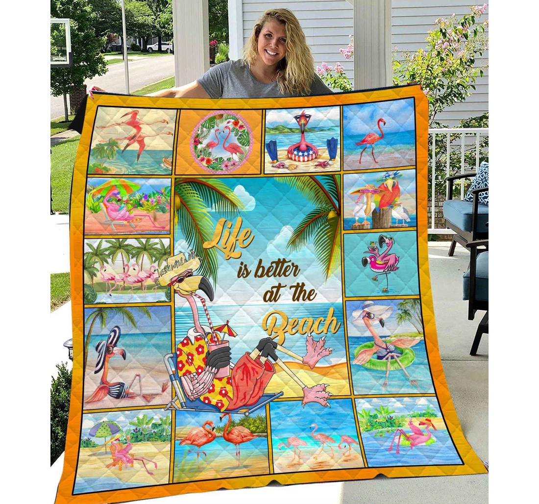 Throw Blanket, Quilt - Life Is Better At The Beach Sherpa Fleece