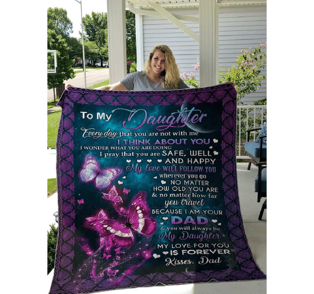 Throw Blanket, Quilt - To My Daughter From Dad Sherpa Fleece