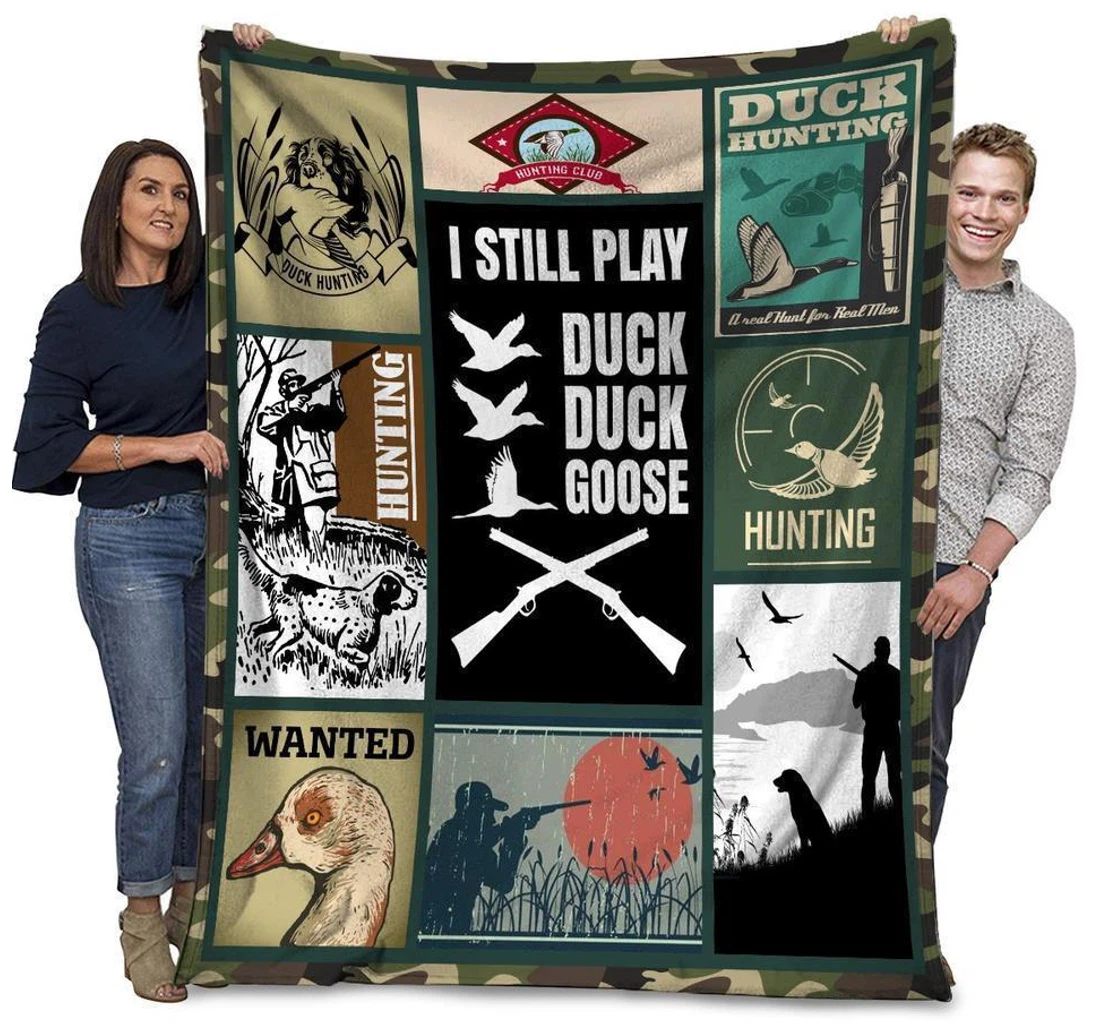 Throw Blanket, Quilt - Duck Hunting I Still Play Duck Duck Goose Sherpa Fleece