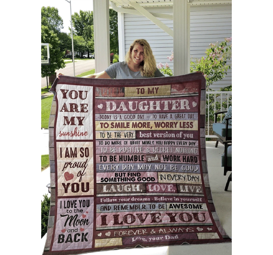 Throw Blanket, Quilt - To My Daughter From Dad Sherpa Fleece