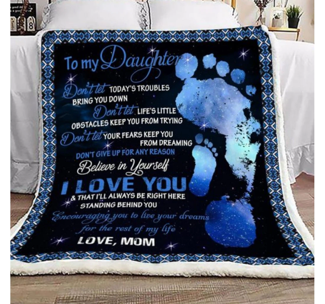 Throw Blanket, Quilt - To My Daughter From Mom Sherpa Fleece