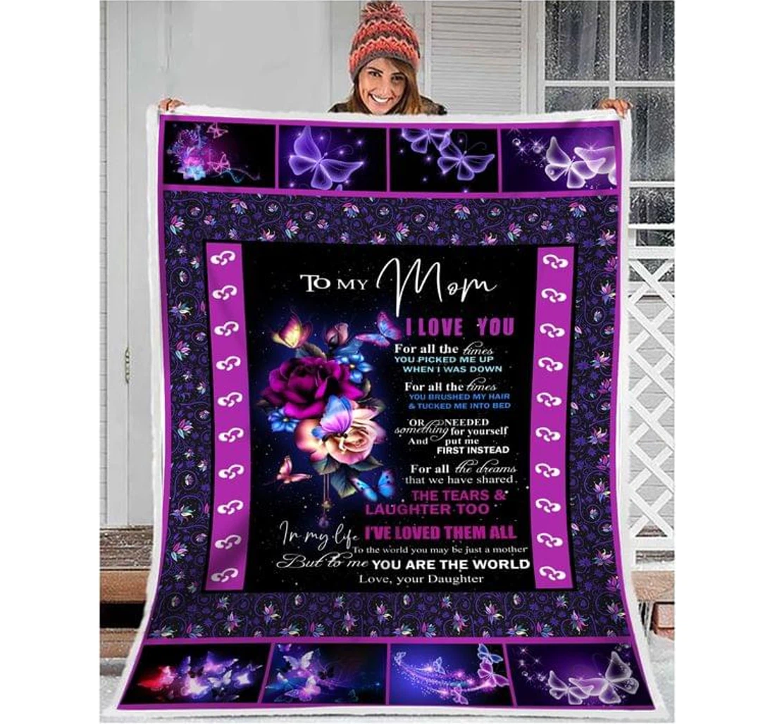 Throw Blanket, Quilt - To My Mom From Daughter Sherpa Fleece