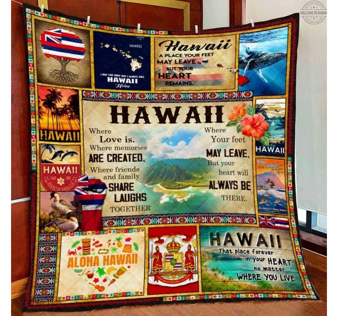 Throw Blanket, Quilt - Hawaii Where Love Is Sherpa Fleece