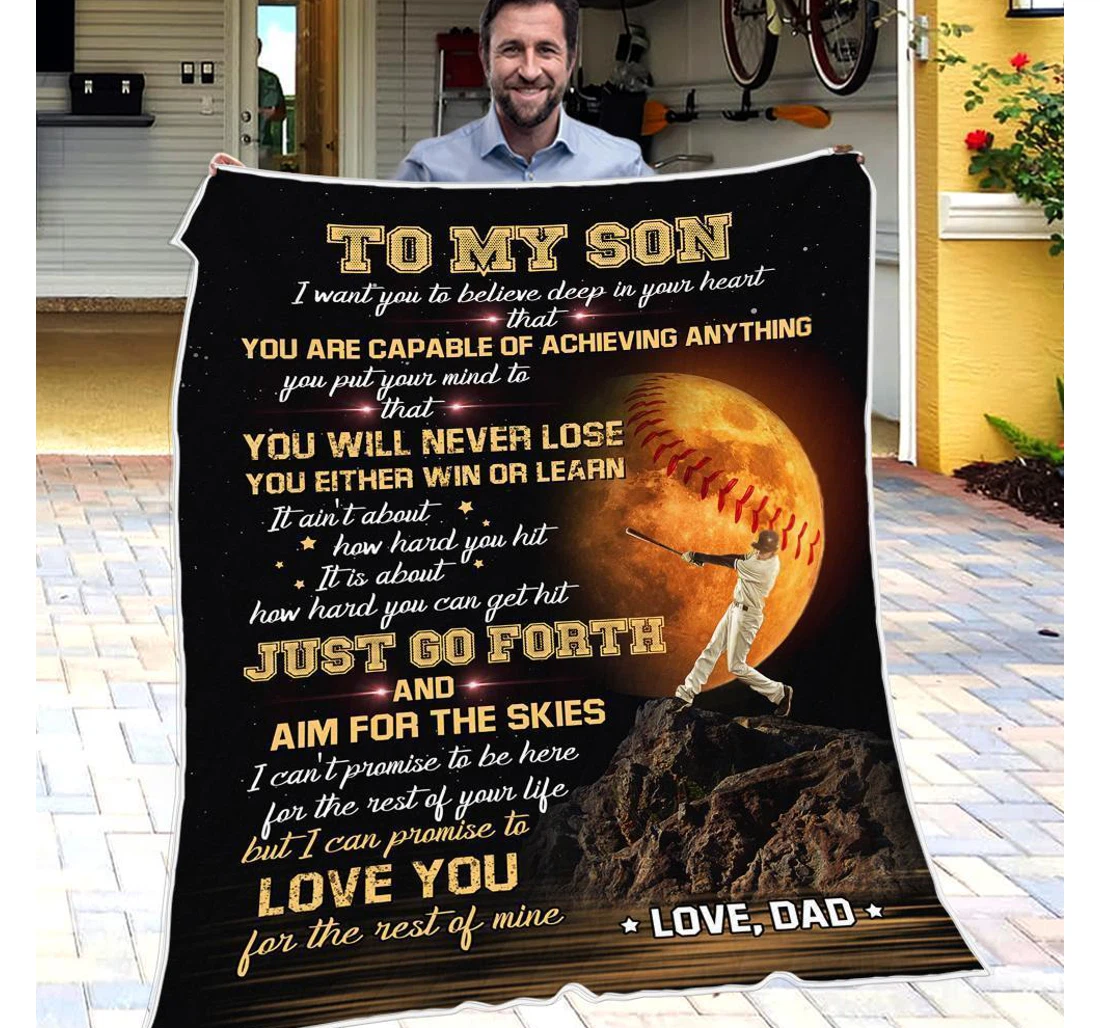 Throw Blanket, Quilt - To My Son From Dad Sherpa Fleece